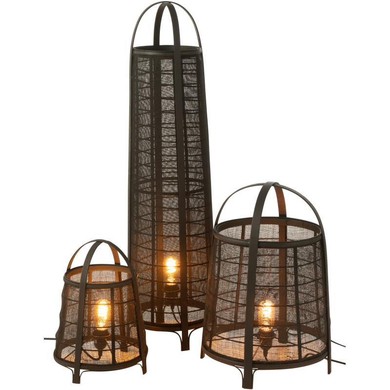 Lampadaire japonais Hauteur 100 cm en Coton Bambou Noir Don - 5