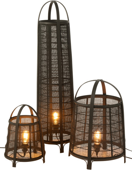 Lampadaire japonais Hauteur 100 cm en Coton Bambou Noir Don - 5