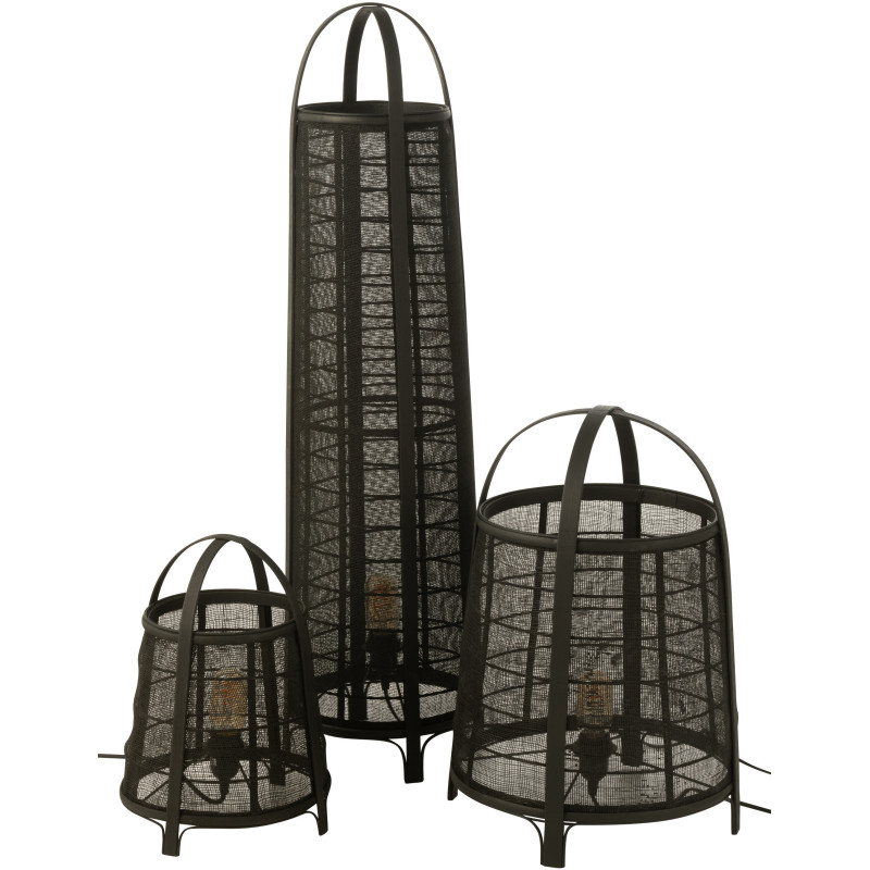 Lampadaire japonais Hauteur 100 cm en Coton Bambou Noir Don - 6