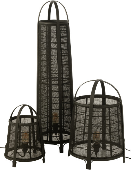 Lampadaire japonais Hauteur 100 cm en Coton Bambou Noir Don - 6