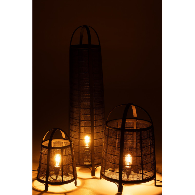 Lampadaire japonais Hauteur 100 cm en Coton Bambou Noir Don - 7