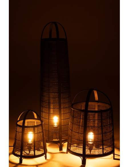 Lampadaire japonais Hauteur 100 cm en Coton Bambou Noir Don - 7