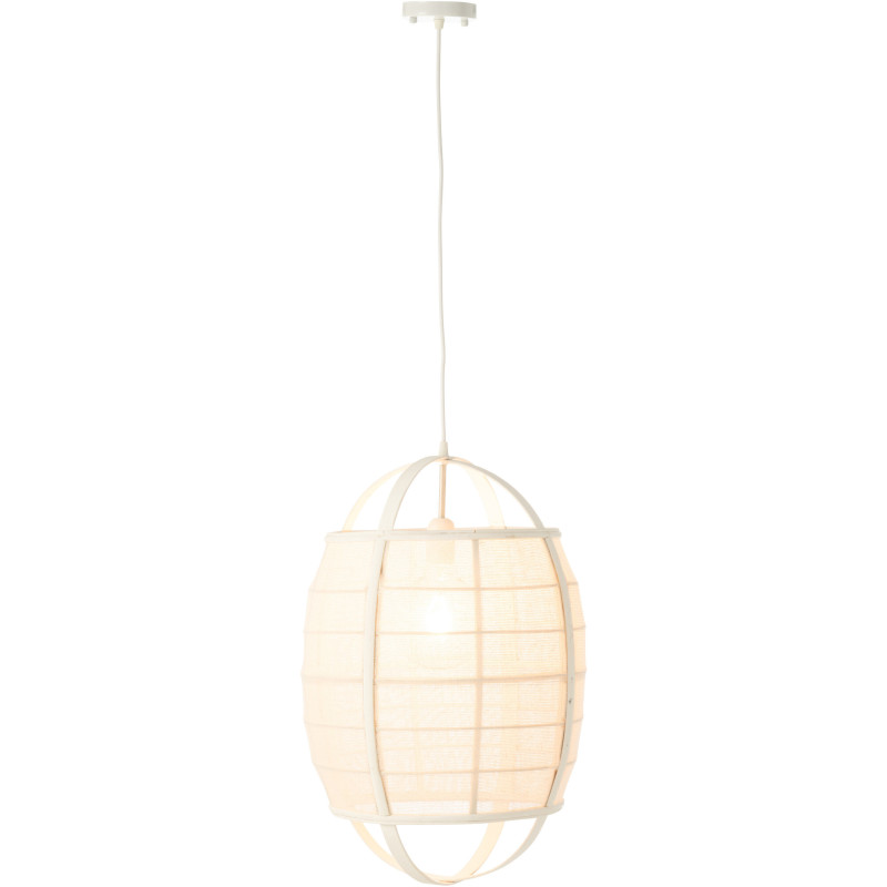 Suspension Japonaise Diamètre 37 cm en Lin Bambou Blanc Ion - 1