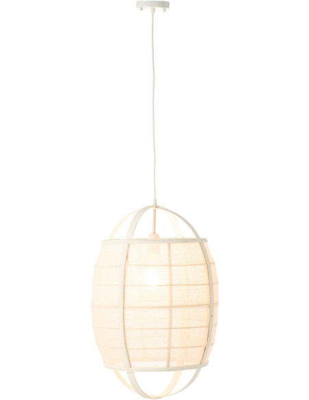 Suspension Japonaise Diamètre 37 cm en Lin Bambou Blanc Ion - 1