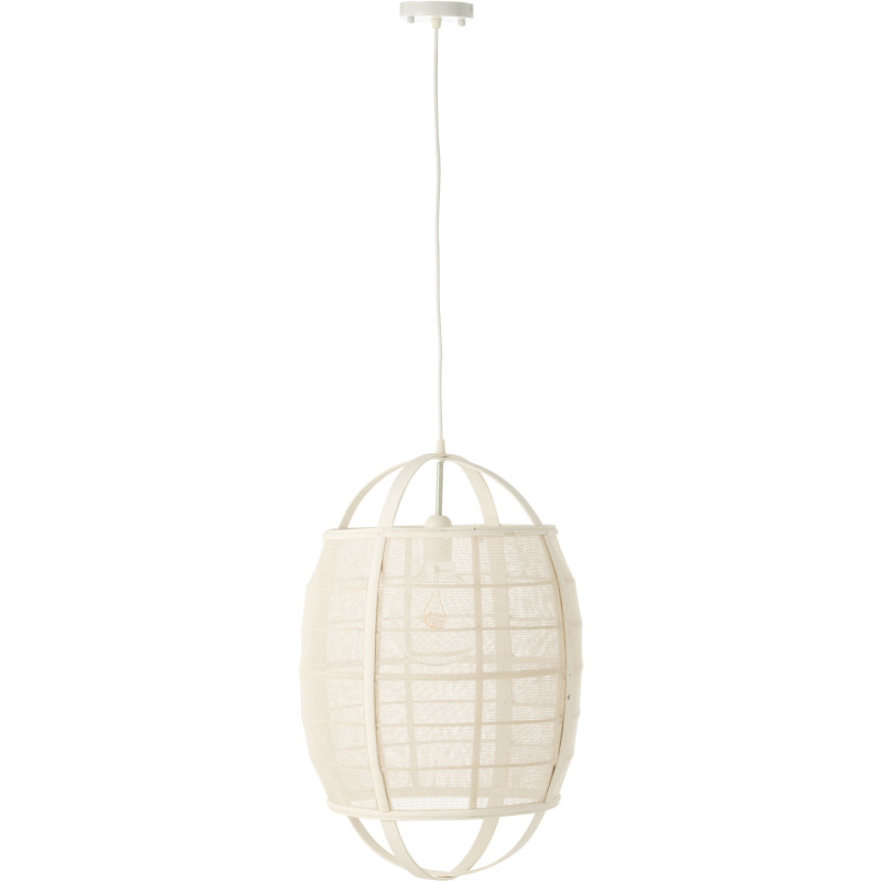 Suspension Japonaise Diamètre 37 cm en Lin Bambou Blanc Ion - 3