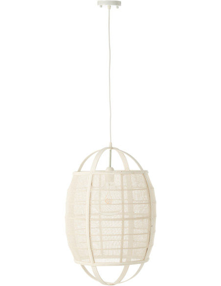 Suspension Japonaise Diamètre 37 cm en Lin Bambou Blanc Ion - 3
