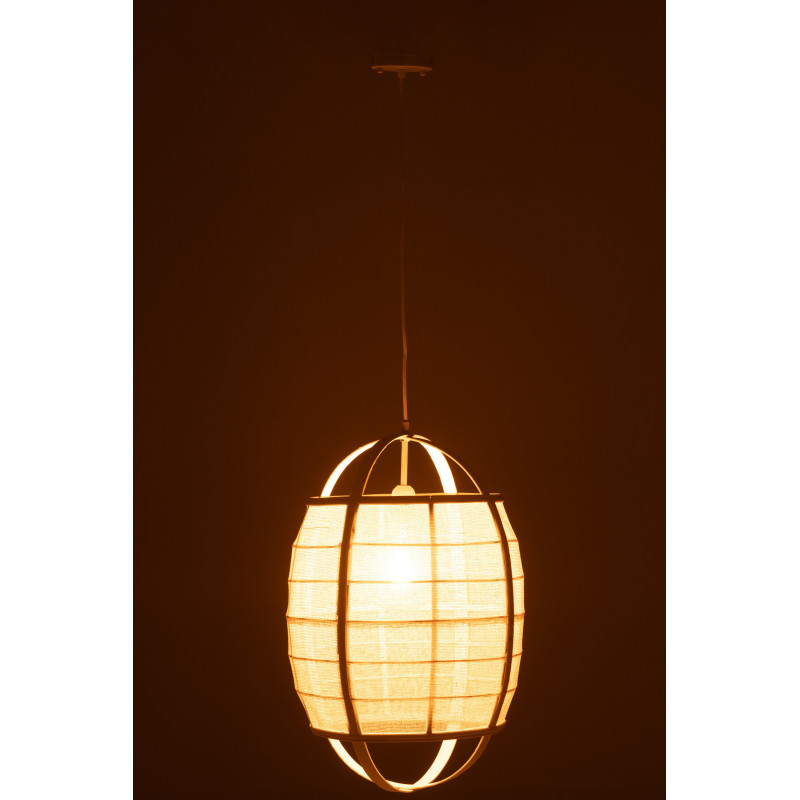 Suspension Japonaise Diamètre 37 cm en Lin Bambou Blanc Ion - 4