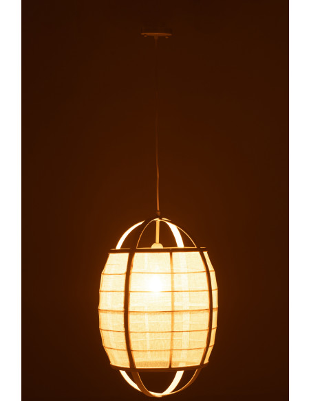 Suspension Japonaise Diamètre 37 cm en Lin Bambou Blanc Ion - 4