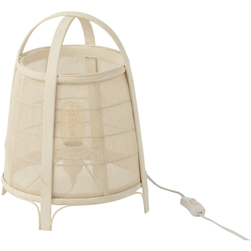 Lampe à poser japonaise Hauteur 35 cm en Coton Bambou Blanc Rya - 3