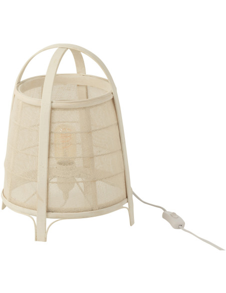 Lampe à poser japonaise Hauteur 35 cm en Coton Bambou Blanc Rya - 3