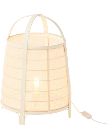 Lampe à poser japonaise Hauteur 52 cm en Coton Bambou Blanc Rya - 1
