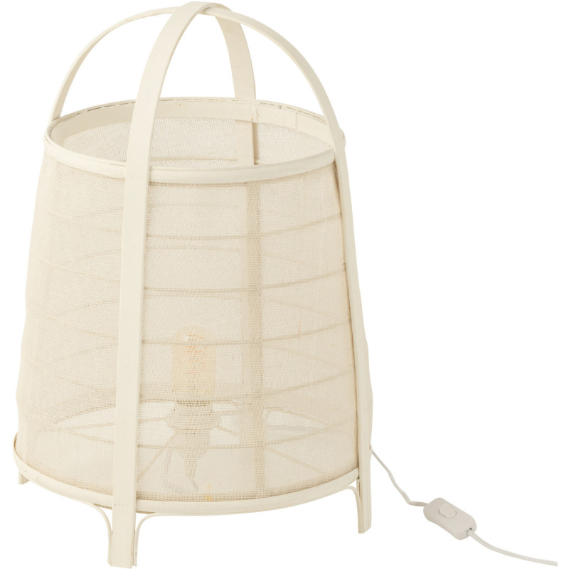 Lampe à poser japonaise Hauteur 52 cm en Coton Bambou Blanc Rya - 3