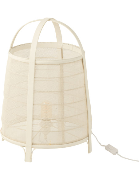 Lampe à poser japonaise Hauteur 52 cm en Coton Bambou Blanc Rya - 3