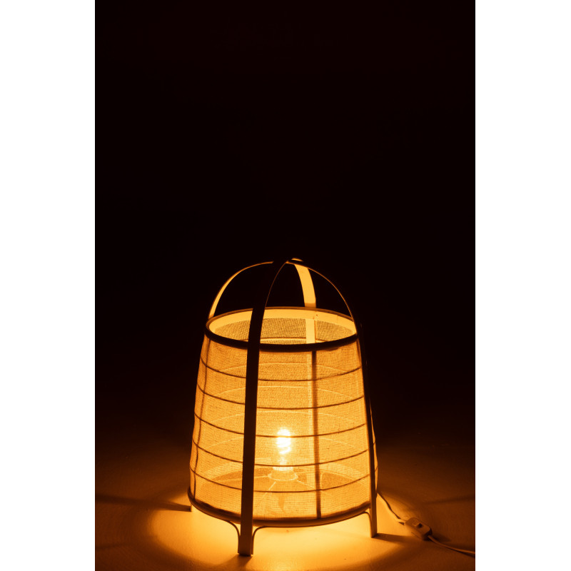 Lampe à poser japonaise Hauteur 52 cm en Coton Bambou Blanc Rya - 4