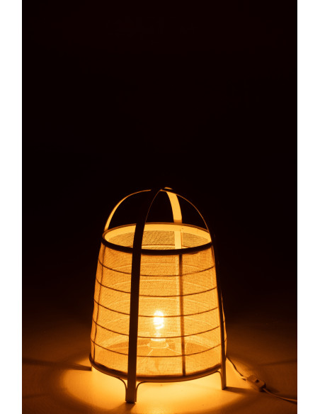 Lampe à poser japonaise Hauteur 52 cm en Coton Bambou Blanc Rya - 4