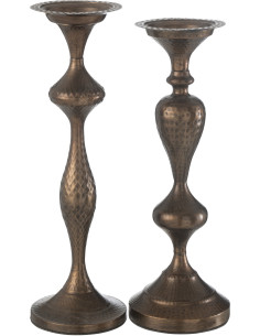 Porte bougie vintage XXL en Métal Marron Yuron (Lot de 2) - 1