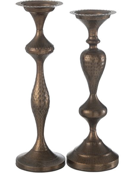Porte bougie vintage XXL en Métal Marron Yuron (Lot de 2) - 1