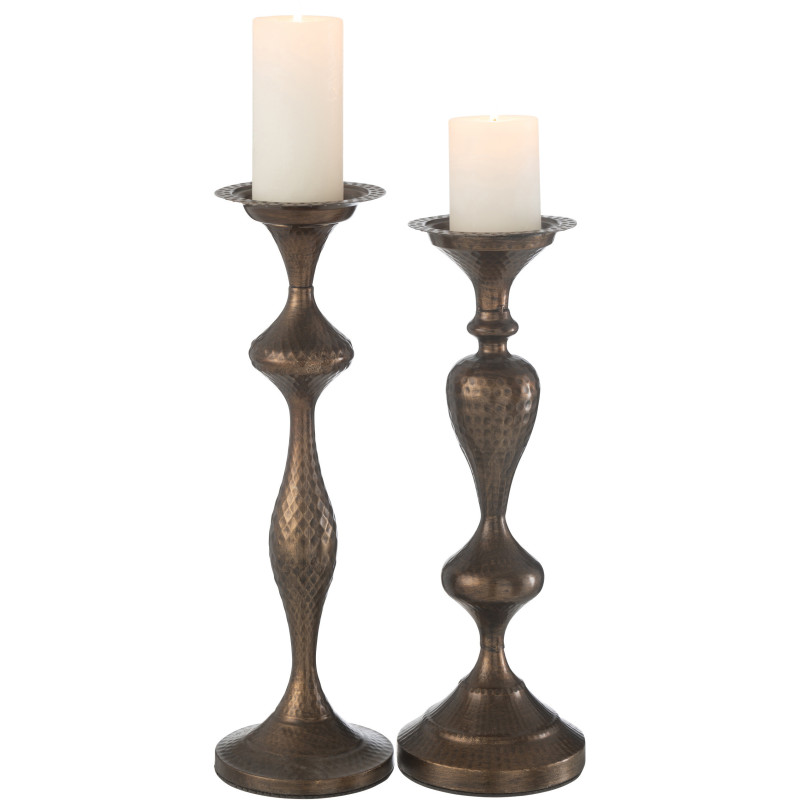 Porte bougie vintage XXL en Métal Marron Yuron (Lot de 2) - 3