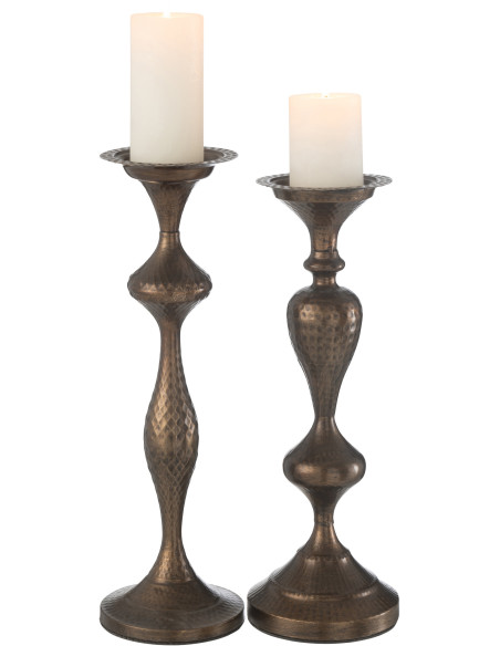 Porte bougie vintage XXL en Métal Marron Yuron (Lot de 2) - 3