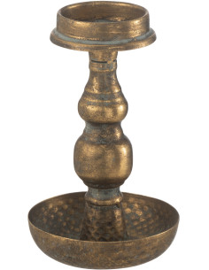 Bougeoir style vintage Hauteur 19 cm en Métal Doré Vieilli Sylmar - 1