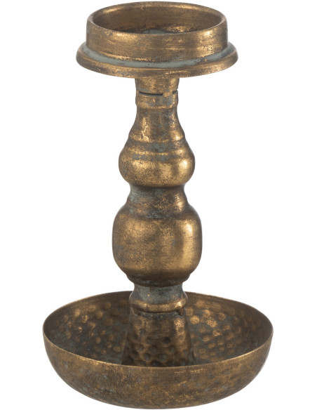 Bougeoir style vintage Hauteur 19 cm en Métal Doré Vieilli Sylmar - 1