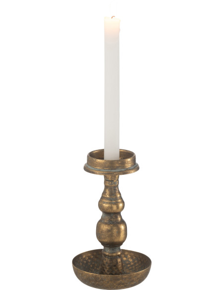 Bougeoir style vintage Hauteur 19 cm en Métal Doré Vieilli Sylmar - 3