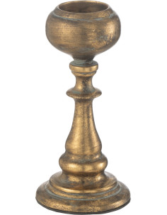 Bougeoir sur pied vintage Hauteur 21 cm en Métal Doré Vieilli Rem - 1