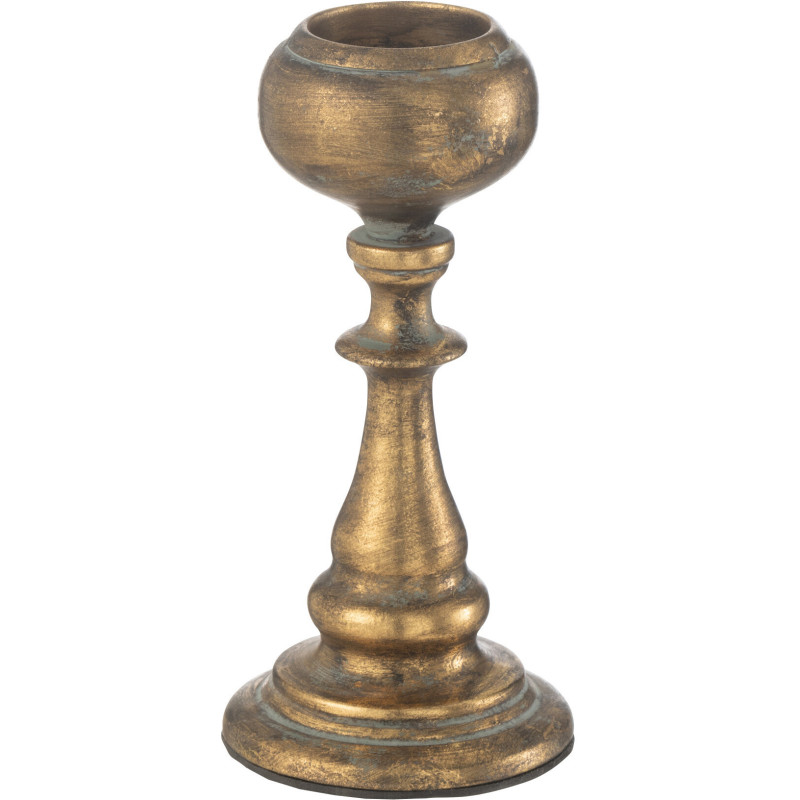 Bougeoir sur pied vintage Hauteur 21 cm en Métal Doré Vieilli Rem - 1