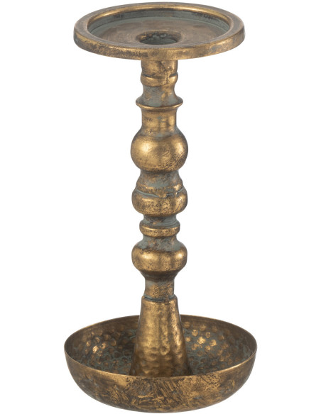 Bougeoir style vintage Hauteur 23 cm en Métal Doré Vieilli Jere - 1