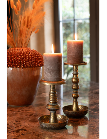 Bougeoir style vintage Hauteur 23 cm en Métal Doré Vieilli Jere - 2