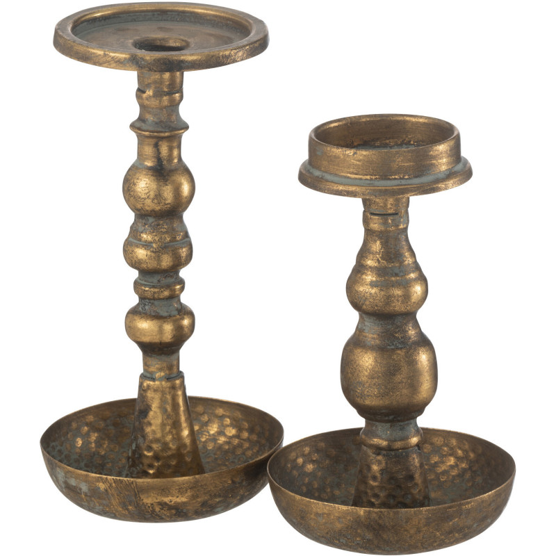 Bougeoir style vintage Hauteur 23 cm en Métal Doré Vieilli Jere - 4