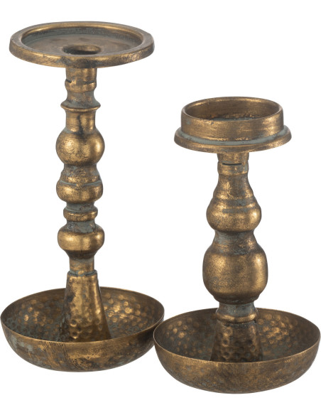 Bougeoir style vintage Hauteur 23 cm en Métal Doré Vieilli Jere - 4