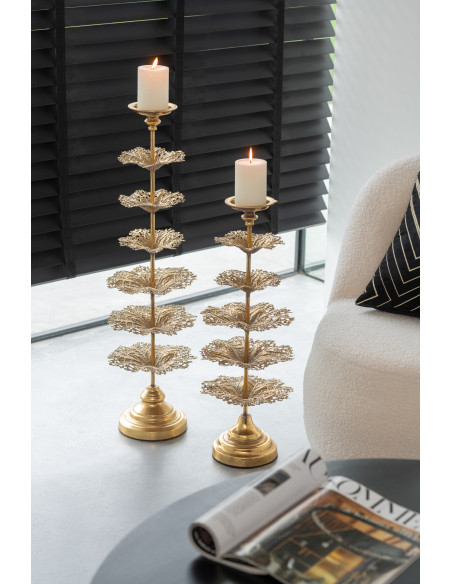 Porte bougie original XXL Arbre Hauteur 79 cm en Métal Doré Torgon - 2
