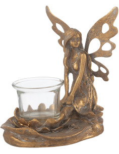 Photophore original Fée Hauteur 16 cm en Métal Doré Vidia - 1