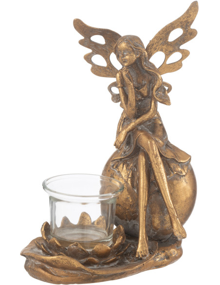 Photophore original Fée Hauteur 20 cm en Métal Doré Vidia - 1