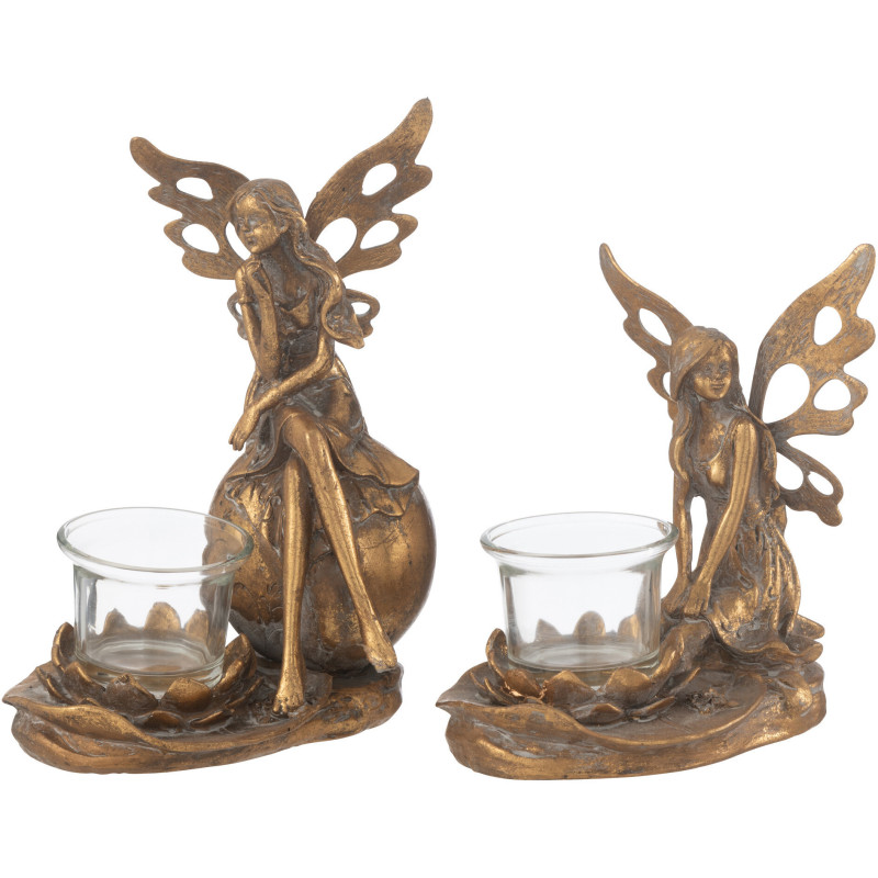 Photophore original Fée Hauteur 20 cm en Métal Doré Vidia - 3