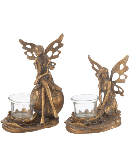 Photophore original Fée Hauteur 20 cm en Métal Doré Vidia - 3