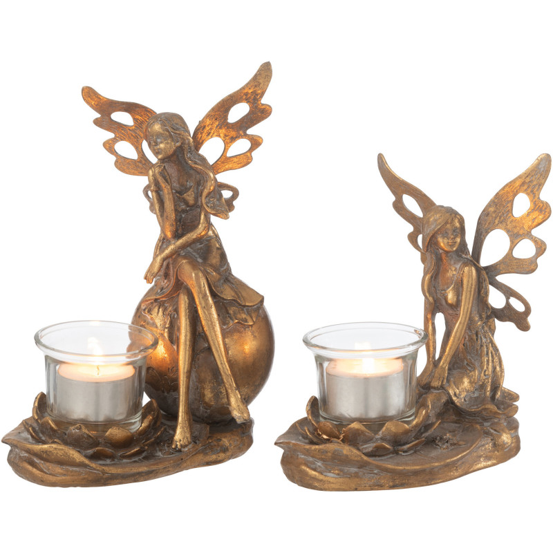 Photophore original Fée Hauteur 20 cm en Métal Doré Vidia - 4