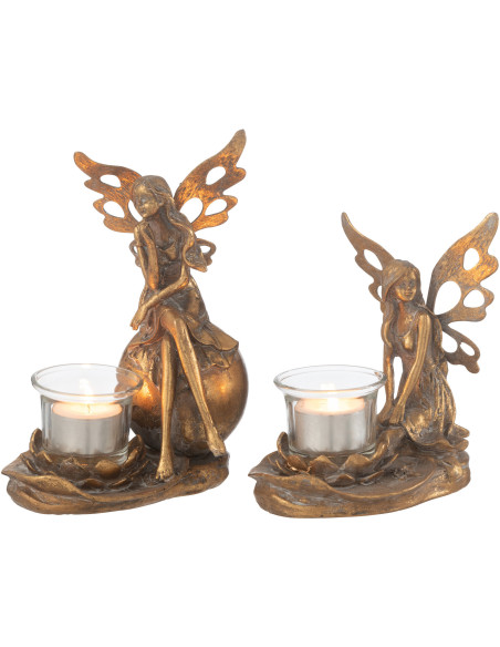 Photophore original Fée Hauteur 20 cm en Métal Doré Vidia - 4