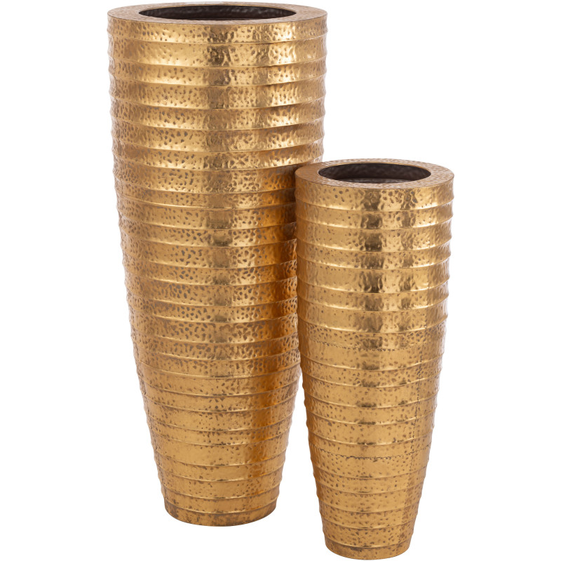 Vase moderne Égyptien Conique XXL en Métal Doré Pylix (Lot de 2) - 1