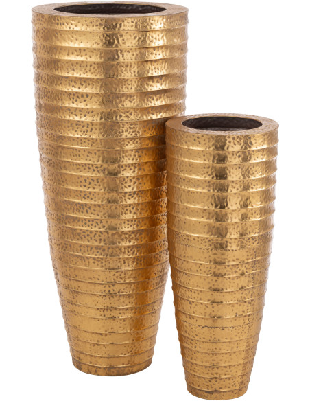 Vase moderne Égyptien Conique XXL en Métal Doré Pylix (Lot de 2) - 1