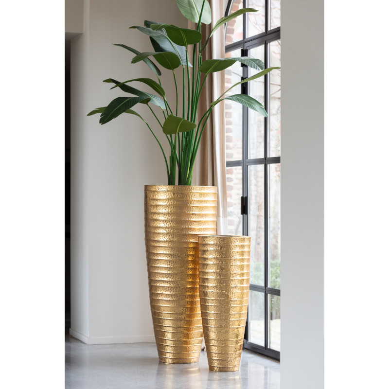 Vase moderne Égyptien Conique XXL en Métal Doré Pylix (Lot de 2) - 2