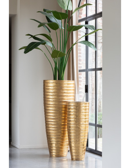 Vase moderne Égyptien Conique XXL en Métal Doré Pylix (Lot de 2) - 2