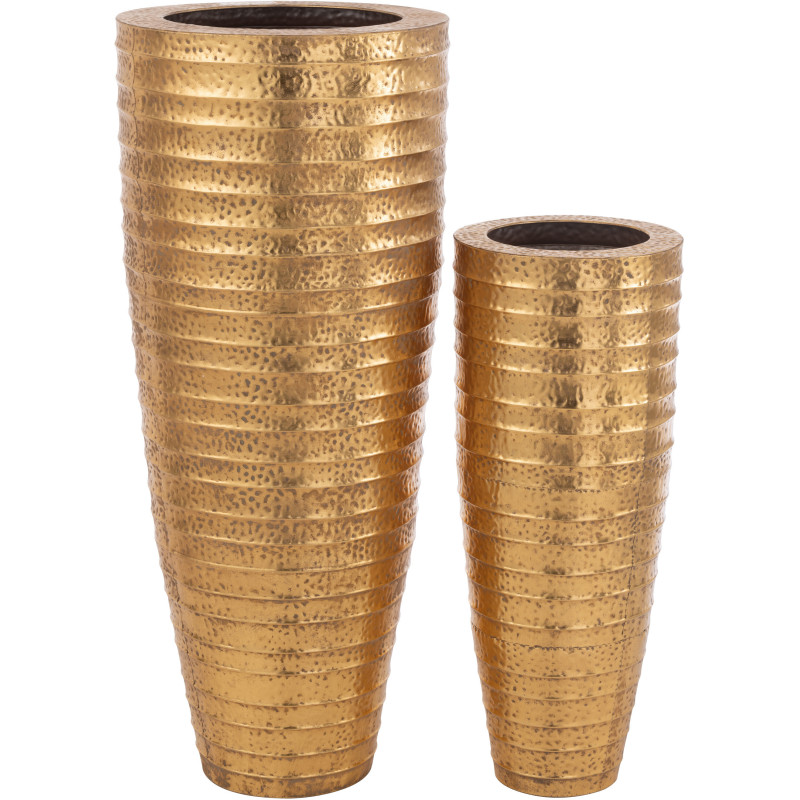 Vase moderne Égyptien Conique XXL en Métal Doré Pylix (Lot de 2) - 3