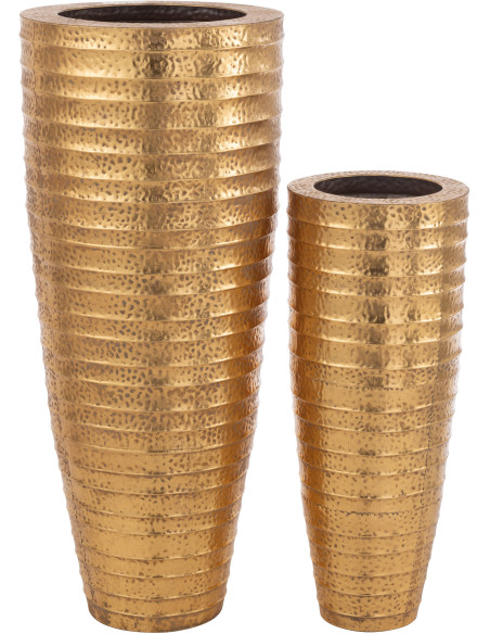 Vase moderne Égyptien Conique XXL en Métal Doré Pylix (Lot de 2) - 3