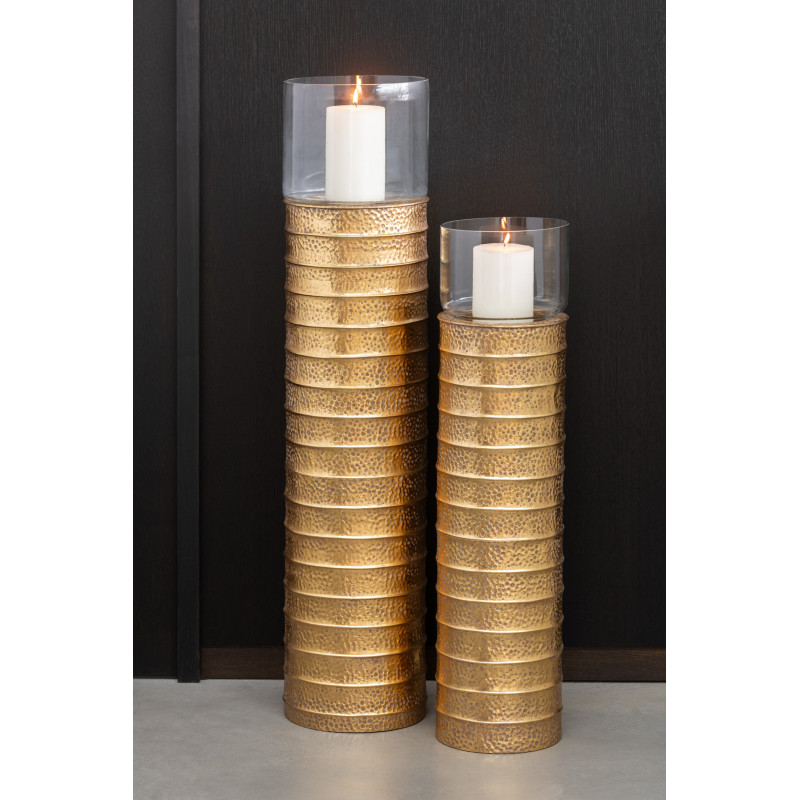 Photophore moderne Pilier XXL Hauteur 108 cm en Métal Doré Verre Transparent Ulyren - 2