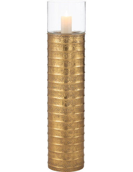 Photophore moderne Pilier XXL Hauteur 108 cm en Métal Doré Verre Transparent Ulyren - 3