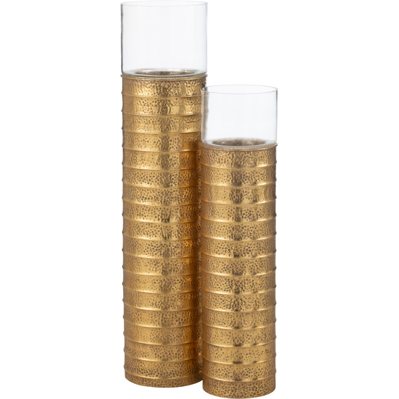 Photophore moderne Pilier XXL Hauteur 108 cm en Métal Doré Verre Transparent Ulyren - 4