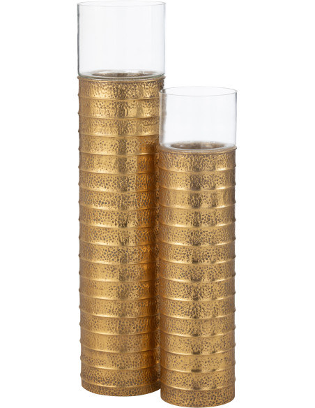 Photophore moderne Pilier XXL Hauteur 108 cm en Métal Doré Verre Transparent Ulyren - 4