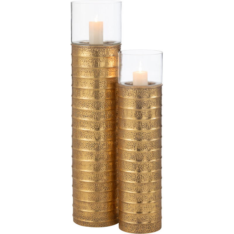 Photophore moderne Pilier XXL Hauteur 108 cm en Métal Doré Verre Transparent Ulyren - 5